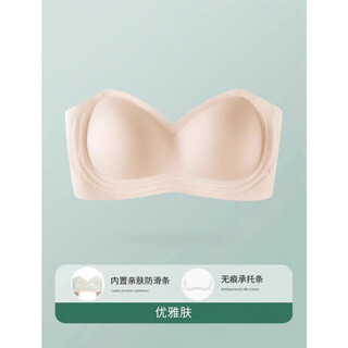 Perfect strapless anti-slip transparent shoulder strap underwear for women with small breasts push-up tube top wedding dress special bra anti-exposure wrapped chest skin color (comes with a pair of transparent shoulder straps) s (suitable for 70abc_90jin jin equals within 0.5 kg)