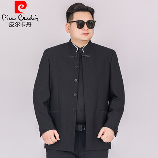 Pierre cardin (pierre cardin) fattened and enlarged new chinese style stand collar suit men's two-piece suit spring and autumn fat man chinese style buckle black tang suit jacket 25931 black (single suit) xl (recommended 150-170jin jin equals 0.5 kg)
