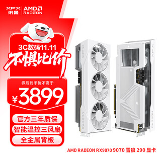 讯景（XFX）AMD RADEON RX 9070 雪狼290 16GB 全新电竞游戏设计智能学习台式电脑独立显卡 RX 9070 雪狼290