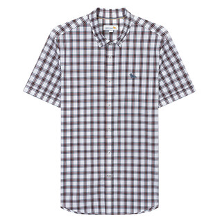 Henry grant henry grant 2025 summer short-sleeved breathable top men's lapel summer business shirt plaid shirt red (qtc242140s311) 48 (175/92a)