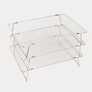 Cake cooling rack 304 stainless steel rectangular chiffon cake drying net three layers foldable baking tools thickened three layers 42*30cm