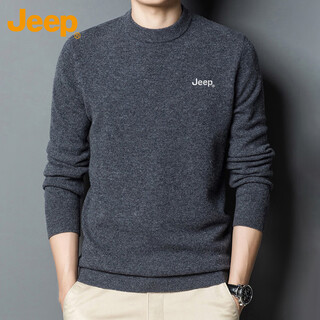 Jeep (jeep) sweater men's winter round neck warm inner layering shirt men's trendy versatile clothes men's dark gray l