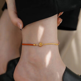 Lanlian quality 18k gold anklet titanium steel non-fading 2025 trendy design k gold-plated summer chain with blessing character