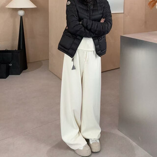 Jmcommon 2.0 new version contains cashmere + mulberry silk + lyocell, versatile straight elastic waist cloud air pants, high gloss cream white s 102cm (80-105jin jin is equal to 0.5kg)