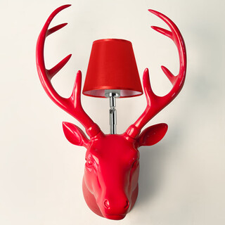 Shusheng european wall lamp indoor foyer nordic retro industrial style deer antler lamp personalized creative living room aisle american antique deer head decoration b3036-red