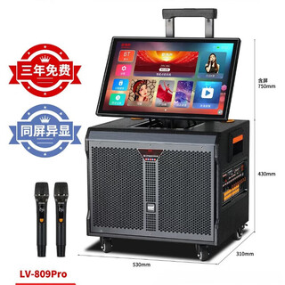 Aibosheng high-power outdoor ktv trolley audio wireless song request karaoke wireless wifi voice request song with display all-in-one speaker super heavy subwoofer singing performance audio lv-809pro