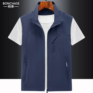 Multi-pocket vest men's outdoor thin fishing loose custom vest work clothes for middle-aged and elderly people in autumn, autumn, dark blue m