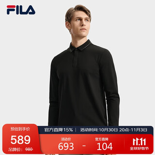 Fila official men's knitted long-sleeved polo shirt 2025 autumn casual business commuting top