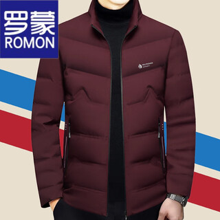 Romon down jacket men's short white duck down jacket men's high-end autumn and winter new warm and cold-proof clothing light winter jacket burgundy xl 180 (135-150jin jin equals 0.5 kg)