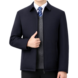Middle-aged men's cotton-padded jackets, middle-aged dad's clothes, autumn and winter thickened administrative jackets, thin cotton-padded jackets, zipper style, navy blue/cotton 2xl recommended weight 130 jin jin equals 0.5 kg -150 jin jin equals 0.5 kg