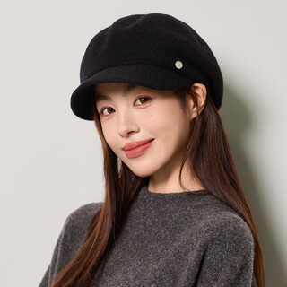 Panxing 2025 new autumn and winter beret women's korean style trendy versatile face-showing small wool octagonal hat newsboy painter peaked cap black one size