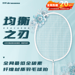 的幸均衡之刃超轻羽毛球拍全碳素纤维羽毛球耐打初学者新手耐用单拍 皓月白 质保30磅（已穿线+两个手胶）