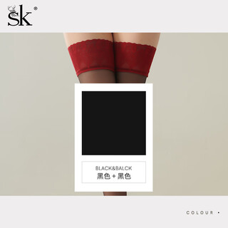 Sk red rose stockings women's thin sexy lace stockings snagging-proof red over-the-knee black stockings peacock feather red + black 6d _ without foot size one size lace silicone stockings gift box 80-140jin jin equals 0.5kg