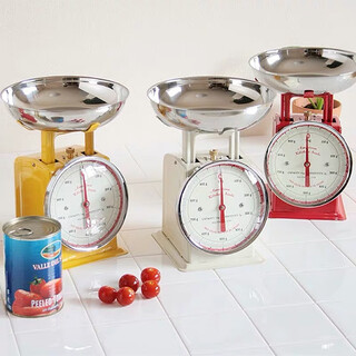 Dulton metal mechanical kitchen scale retro baking cooking measuring scale stainless steel weighing pan 1kg 500g 500g weighing height 16cm