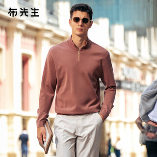 Mr. bu double-layer warm wool sweater-half turtleneck zipper autumn and winter solid color long-sleeved sweater for men bt16995 mocha brown 2xl (185)