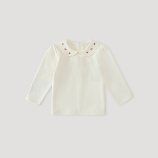 Bali piggy girls t-shirt spring and autumn long sleeve bottoming shirt baby doll collar casual clothes toddler winter warm children's top milk white 80