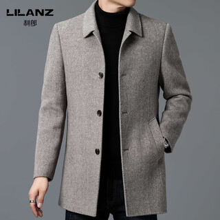 Lilan's new double-sided cashmere coat for men, medium-length woolen woolen coat, daddy high-end casual top, khaki l 175/size