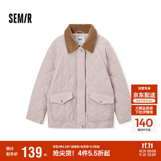 Semir women's winter mid-length lightweight loose spliced corduroy lapel raglan sleeves cotton coat 101724112007