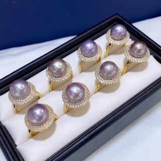 Ruoximeng edison freshwater pearl purple ring about 13mm round beads 18k gold-filled ring setting pearl source pearl wholesale edison freshwater pearl purple ring about 13mm round