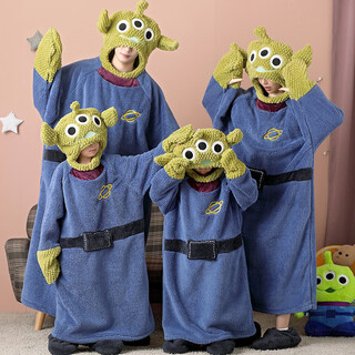 Pigman parent-child one-piece pajamas children's warm coral velvet family of three and four cute home clothes autumn and winter sdm81279 three-eyed boy sleeping bag with shoes m 130c (size 14 123-133cm)