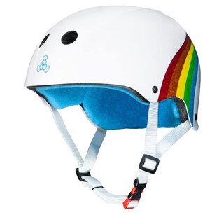 Triple eight professional sports helmet multi-purpose safety certification adjustable head circumference black model rainbow flash l/xl