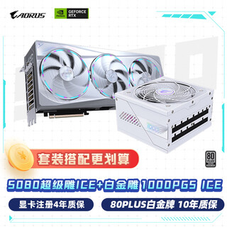 技嘉（GIGABYTE）超级雕ICE 5080 AORUS MASTER ICE OC 16G 显卡 + 1000W白金雕ICE氮化镓电源套装
