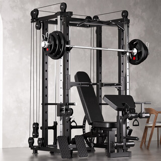 Yanbo gantry multi-functional comprehensive training equipment home bench press squat rack equipment smith fitness equipment bare metal + 120 kg barbell + stool package installation