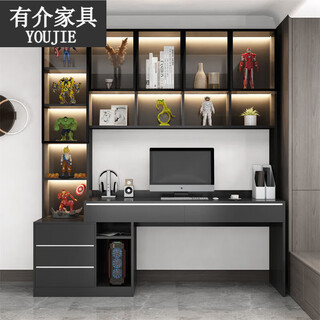 There is a new desk for students, home computer desk, bedroom desktop, light luxury glass bookshelf, one-piece desk, solid wood, length 180*width 60*height 200, installation included