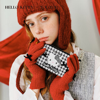 Toutou2025 new sanrio hello kitty houndstooth storage card bag cute coin purse clutch bag birthday gift