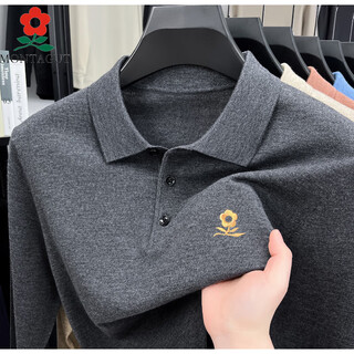 Montagut autumn and winter cashmere sweater for middle-aged men, dad lapel long-sleeved knitted bottoming polo shirt t-shirt medium gray m 165 recommended 100-120 jin jin equals 0.5 kg