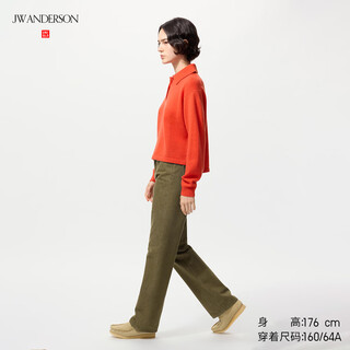 Uniqlo women's straight jeans washed product mid-waist extended style 25 autumn and winter 480743 54 green 22/150/56a