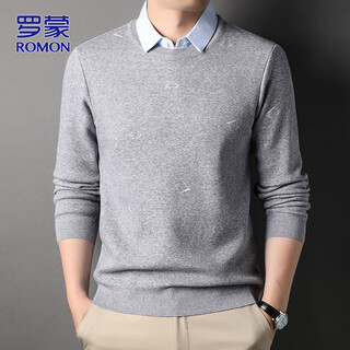 Romon fake two-piece sweater men's casual sweater autumn and winter young and middle-aged business warm daddy woolen clothes