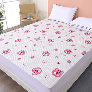 Waterproof bed cover mattress home mattress pad dormitory single mattress pad aunt pad diaper pad student pad strawberry bear pink 200*220 (new product impulse)