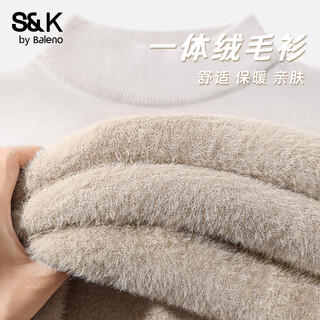 Baleno s&k series sweater women's knitwear women's autumn and winter new half turtleneck one-piece velvet long sleeves to wear inside and outside clothes oatmeal#solid color skin-friendly and warm l