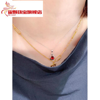 Zhouke quality garnet 18k gold pendant natural ruby single pendant necklace 925 plated garnet pendant white gold (+ necklace)