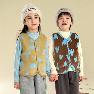 Cotton hall double-sided vest thick plush jacket for boys 2025 autumn new style plush vest for girls xt2 interesting geometry 120