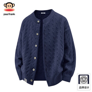 Big mouth monkey (paul frank) trendy brand cardigan sweater men's autumn and winter loose couple style warm knitted bottoming shirt jacket online clothing tibetan ink blue autumn new product l recommended 120-140jin jin equals 0.5 kg
