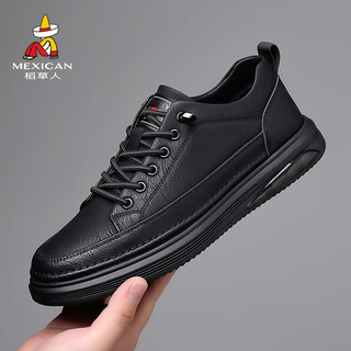 Scarecrow men's shoes casual shoes skateboard shoes flat slip-on lazy leather shoes dcr250931 black velvet 39