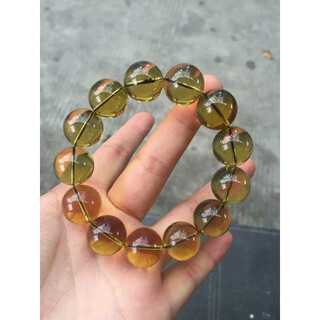 Weiyang fangming amber pure burmese amber 16mm tea amber willow green bracelet bracelet weighing 32g for elderly mothers
