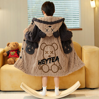 Autumn and winter children's pajamas, boys' thickened warm hooded pajamas, boys' teenagers' flannel home clothes bathrobes lde-6634 violent bear 135 16 yards 135-145 cm (60-70 jin jin equals 0.5 kg)