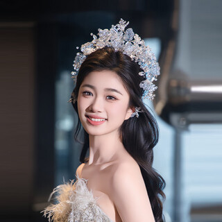 Yingtang korean heavy industry crystal crown bridal crown wedding dress headdress age reduction main shape wedding princess crown hair accessories crown + earrings g0187