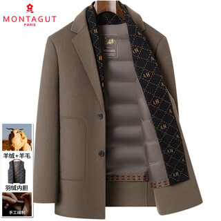 Montagut double-sided cashmere coat for men, middle-aged suit collar, winter thickened woolen woolen casual windbreaker jacket, brown xl 180/96a