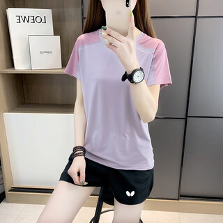 蝴蝶球衣乒乓球服套装女2025夏季新款冰丝速干透气圆领团购定制训练服 香芋紫【HD-8188套装】 L 建议【100-110斤】