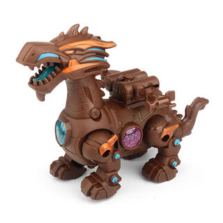 夜市地摊拉线牵绳动物玩具儿童电动小螃蟹宝宝拉着走路小孩子牵引 棕色战甲恐龙 标配：送牵绳+3节5号电池