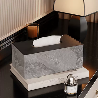 Yusenyi stone texture luxurious premium light tissue feel dali box living room toilet paper box coffee table remote control multi-function storage box luxurious stone light luxurious gray large leather style (skin-feeling elastic sponge)
