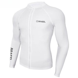 Zhizhou barrel swimsuit men's surfing suit two-piece quick-drying tight jellyfish snorkeling suit wetsuit long sleeves men's pure white (cardigan) m (100-120jin jin equals 0.5 kg)