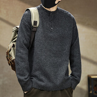 Gu xiansen american high-end henry collar sweater men's autumn and winter new trendy brand casual warm sweater tops jacket for men black gray m 110-130jin jin is equal to 0.5 kg