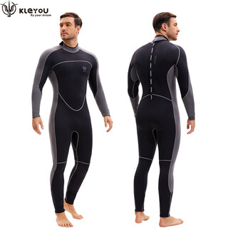 Kleyou men's and women's wetsuit winter swimming 1.5mm wet suit swimsuit long sleeve long pants sun protection jellyfish suit cold warm diving gray - men's (1.5mm thick + 5cr polybutadiene rubber) xl