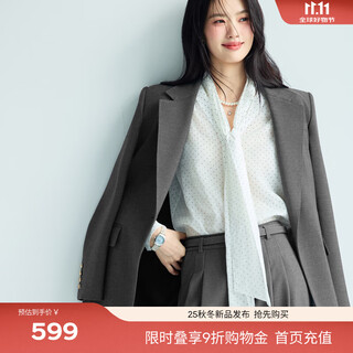 Eveli (eifini) jiang xin endorses the classic continuation of the college style miu style exquisite commuter shoulder suit jacket for women, dark gray m