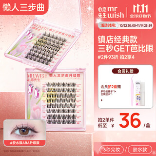 Mr. wish glue false eyelashes lazy three steps upgraded aba type eyelashes female natural simulation novice feather fan